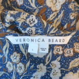 Veronica Beard Tinzia Midi Dress Blue Floral Print Cotton-Blend Size Large