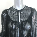 Zimmermann Belle Swiss Dot Midi Dress Black Lace-Trim Silk Georgette Size 1