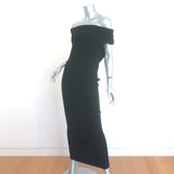 Toteme Off the Shoulder Rib Knit Maxi Dress Black Wool-Blend Size Medium
