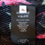 Balenciaga Pleated Pussy Bow Blouse Black Floral Print Size 36 Long Sleeve Top