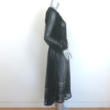 Zimmermann Belle Swiss Dot Midi Dress Black Lace-Trim Silk Georgette Size 1