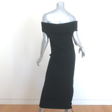 Toteme Off the Shoulder Rib Knit Maxi Dress Black Wool-Blend Size Medium