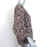 Isabel Marant Etoile Leland Tie-Hem Blouse Black/Beige Printed Crepe Size 34