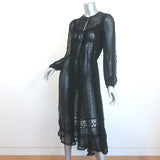 Zimmermann Belle Swiss Dot Midi Dress Black Lace-Trim Silk Georgette Size 1