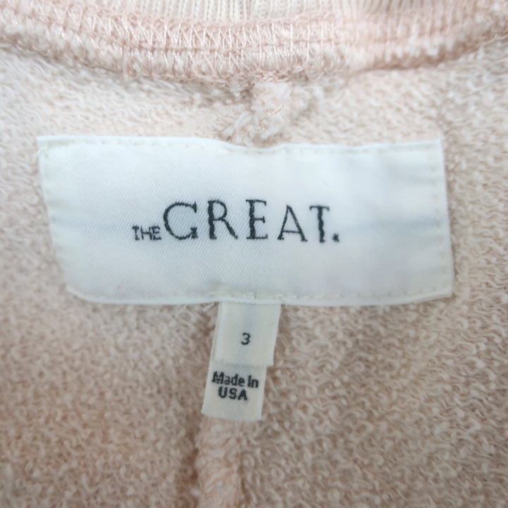 THE GREAT Cropped Floral Embroidered Sweatpants Light Pink Cotton Size 3