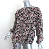 Isabel Marant Etoile Leland Tie-Hem Blouse Black/Beige Printed Crepe Size 34