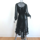 Zimmermann Belle Swiss Dot Midi Dress Black Lace-Trim Silk Georgette Size 1