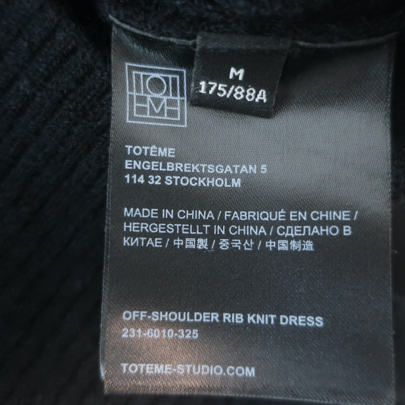 Toteme Off the Shoulder Rib Knit Maxi Dress Black Wool-Blend Size Medium