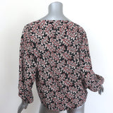 Isabel Marant Etoile Leland Tie-Hem Blouse Black/Beige Printed Crepe Size 34