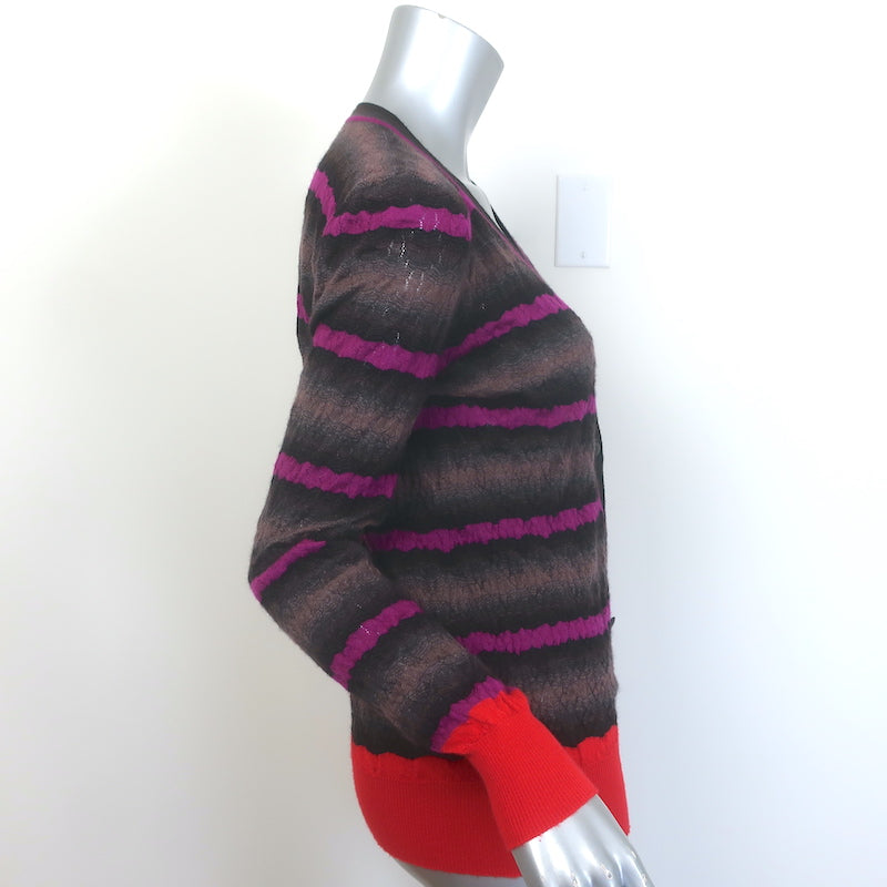 Missoni Striped V-Neck Cardigan Brown/Purple Cashmere-Silk Size 44