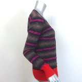 Missoni Striped V-Neck Cardigan Brown/Purple Cashmere-Silk Size 44