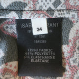 Isabel Marant Etoile Leland Tie-Hem Blouse Black/Beige Printed Crepe Size 34