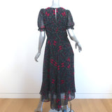 Ted Baker Puff Sleeve Midi Dress Daniaa Butterfly Print Crepe Size 3