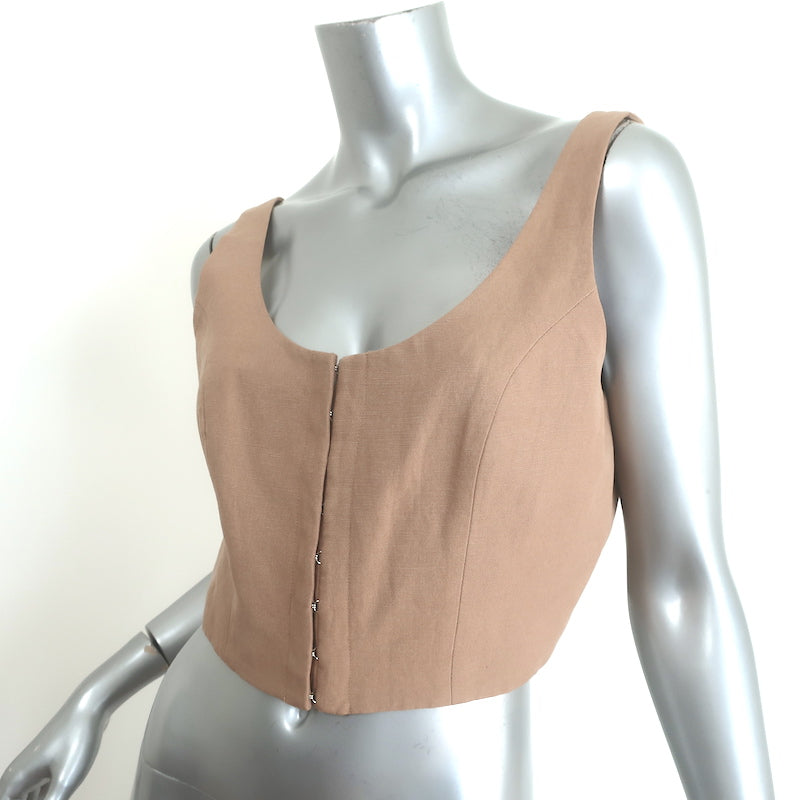 Mara Hoffman Aisha Cropped Top Tan Tencel-Linen Size 10