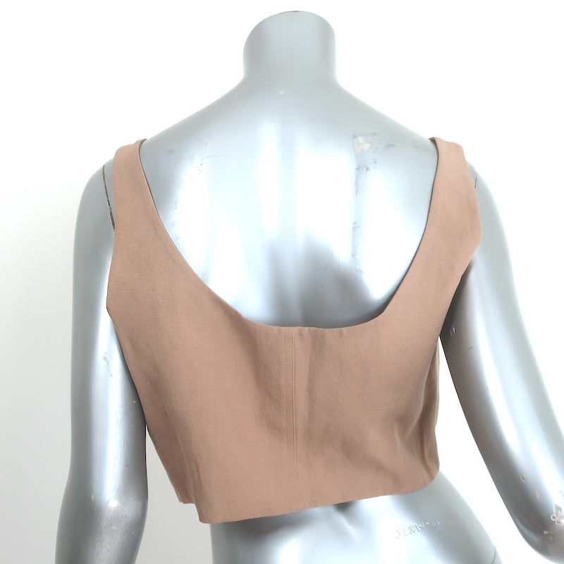 Mara Hoffman Aisha Cropped Top Tan Tencel-Linen Size 8 NEW