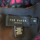 Ted Baker Puff Sleeve Midi Dress Daniaa Butterfly Print Crepe Size 3