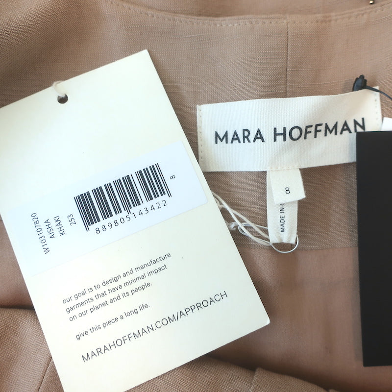 Mara Hoffman Aisha Cropped Top Tan Tencel-Linen Size 8 NEW