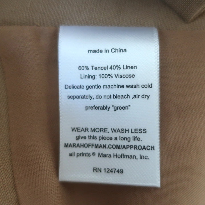 Mara Hoffman Aisha Cropped Top Tan Tencel-Linen Size 10