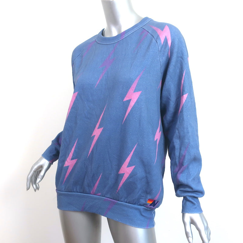 Aviator Nation Bolt Repeat Crew Sweatshirt Blue Size Medium