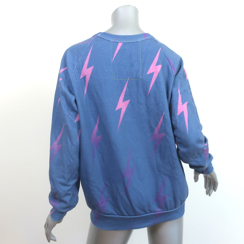 Aviator Nation Bolt Repeat Crew Sweatshirt Blue Size Medium