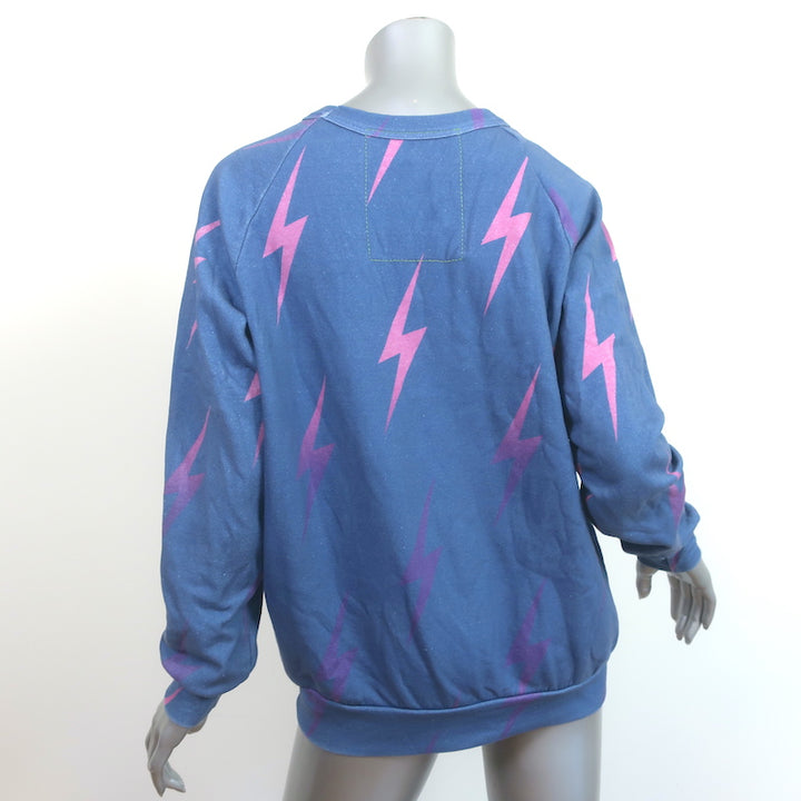 Aviator Nation Bolt Repeat Crew Sweatshirt Blue Size Medium