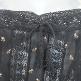 Ulla Johnson Bernie Lace-Trim Tank Top Black Floral-Embroidered Georgette Size 2