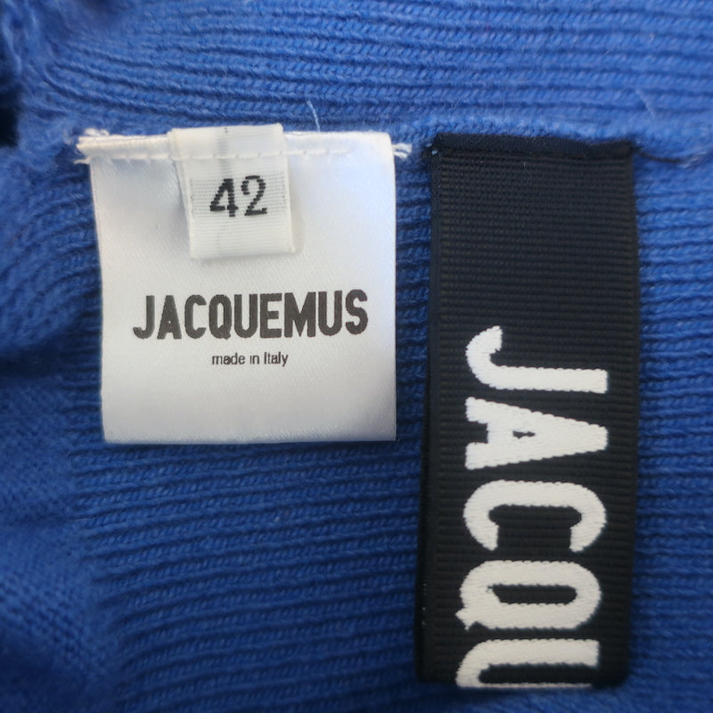 Jacquemus La Jupe Peron Foldover Knit Midi Skirt Blue Wool-Cashmere Size 42