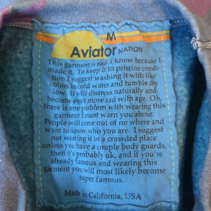 Aviator Nation Bolt Repeat Crew Sweatshirt Blue Size Medium