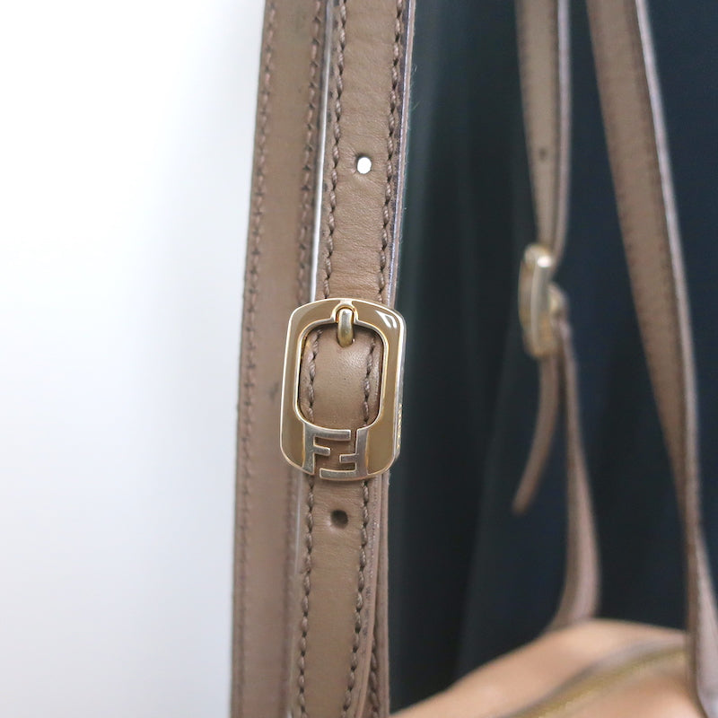 Fendi 2Bag Colorblock Tote Brown &amp; Gray Leather Large Shoulder Bag