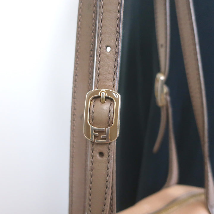 Fendi 2Bag Colorblock Tote Brown &amp; Gray Leather Large Shoulder Bag