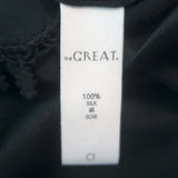 THE GREAT Crochet Lace-Trimmed Midi Dress Black Silk Size 1