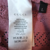 Gucci Ruffled Pointelle Knit Turtleneck Sweater Pink Wool-Blend Size Large