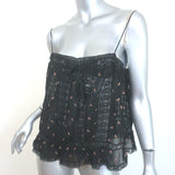 Ulla Johnson Bernie Lace-Trim Tank Top Black Floral-Embroidered Georgette Size 2