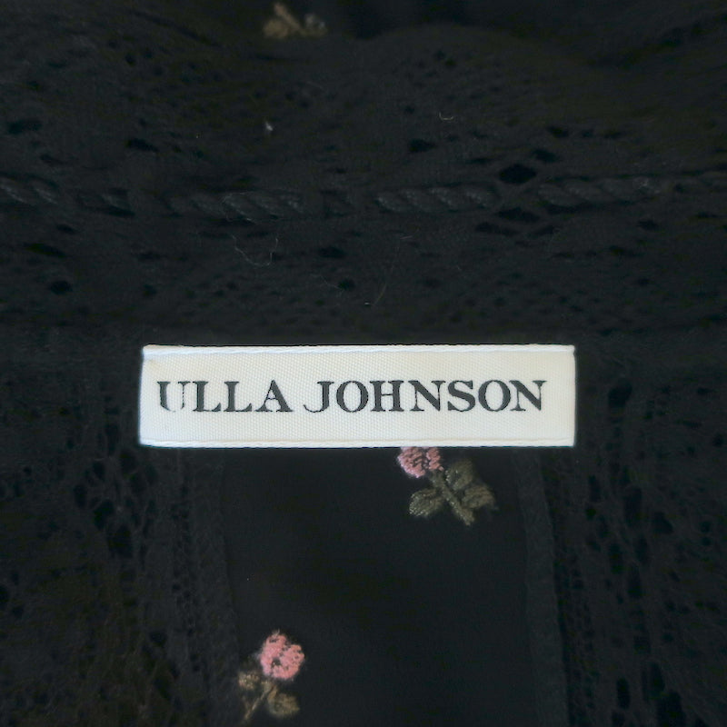 Ulla Johnson Bernie Lace-Trim Tank Top Black Floral-Embroidered Georgette Size 2