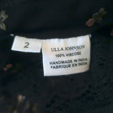 Ulla Johnson Bernie Lace-Trim Tank Top Black Floral-Embroidered Georgette Size 2
