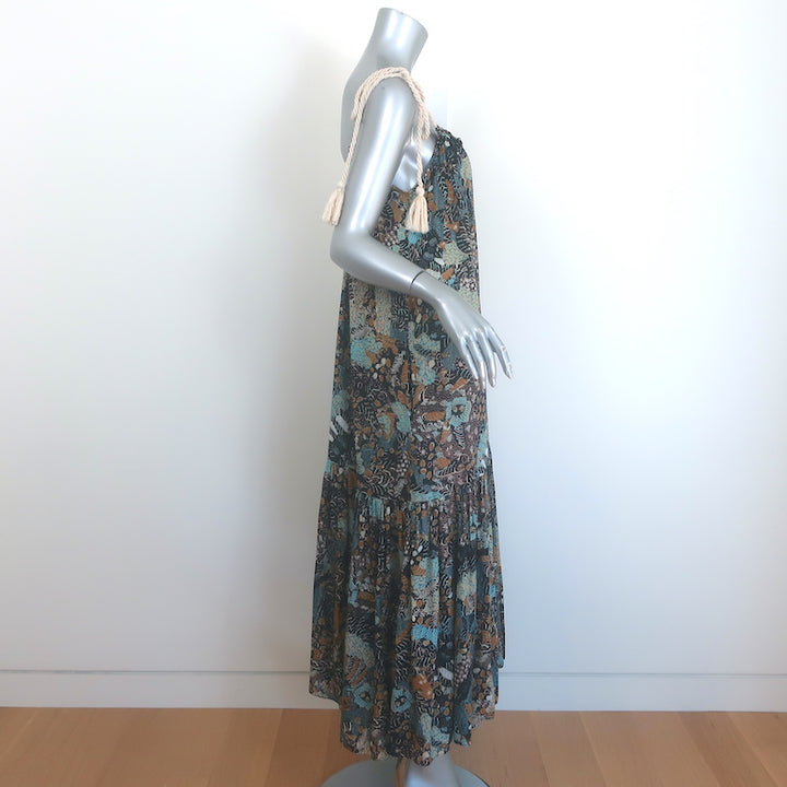 Ulla Johnson Cari Rope-Strap Maxi Dress Batik Print Cotton-Blend Size Small