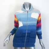 Stella McCartney Smile Intarsia Knit Zip-Up Cardigan Multi Wool-Cotton Size 34