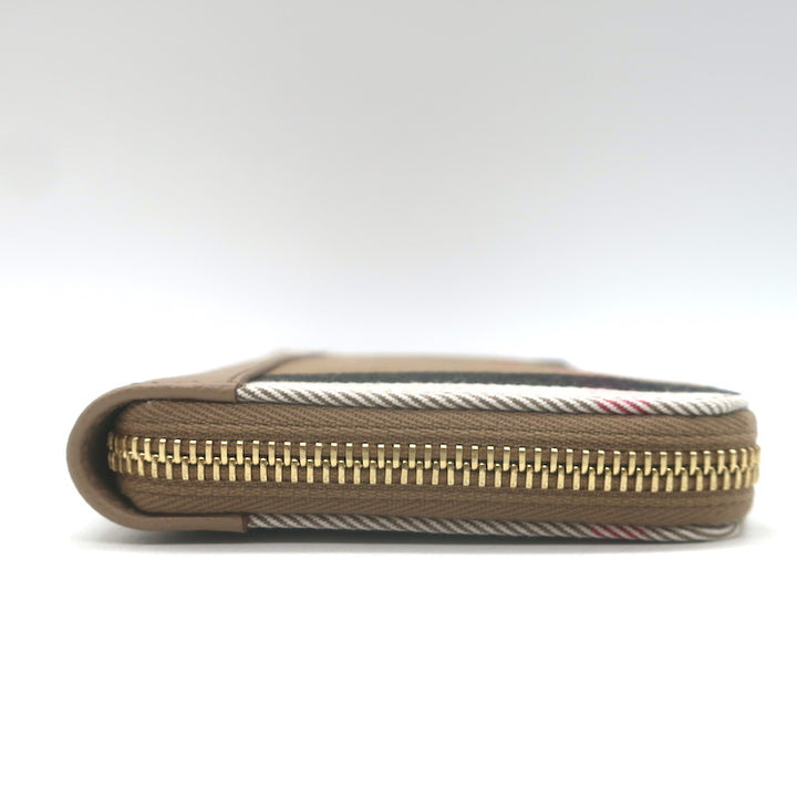 Burberry House Check Large Zip Around Wallet Chestnut Beige NEW