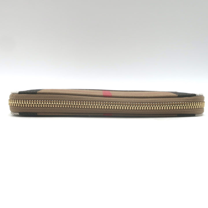 Burberry House Check Large Zip Around Wallet Chestnut Beige NEW