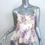 Zimmermann Rosa Laced Peplum Tank Top Cream Floral Print Linen Size 0