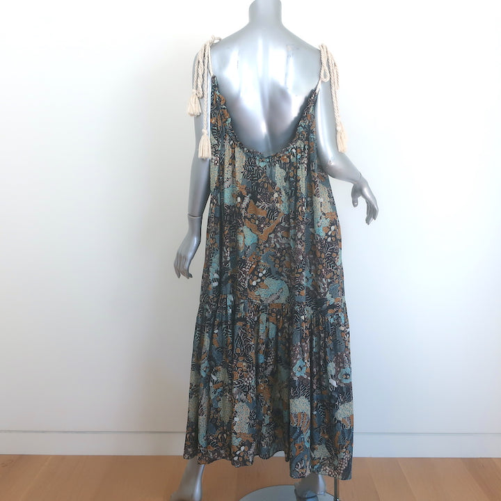 Ulla Johnson Cari Rope-Strap Maxi Dress Batik Print Cotton-Blend Size Small