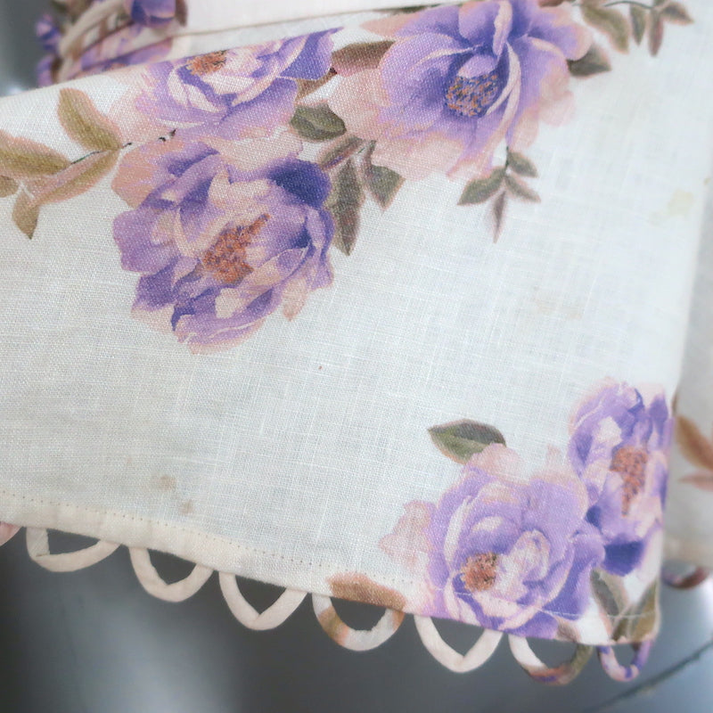 Zimmermann Rosa Laced Peplum Tank Top Cream Floral Print Linen Size 0
