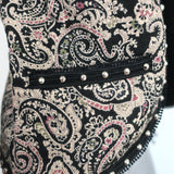 Saint Laurent Studded Open-Front Jacket Paisley Print Padded Cotton Size 40