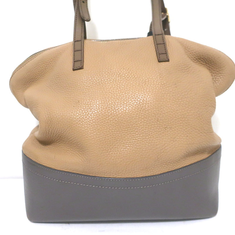 Fendi 2Bag Colorblock Tote Brown &amp; Gray Leather Large Shoulder Bag