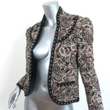 Saint Laurent Studded Open-Front Jacket Paisley Print Padded Cotton Size 40
