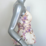 Zimmermann Rosa Laced Peplum Tank Top Cream Floral Print Linen Size 0