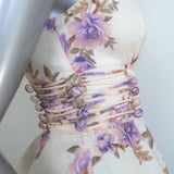 Zimmermann Rosa Laced Peplum Tank Top Cream Floral Print Linen Size 0