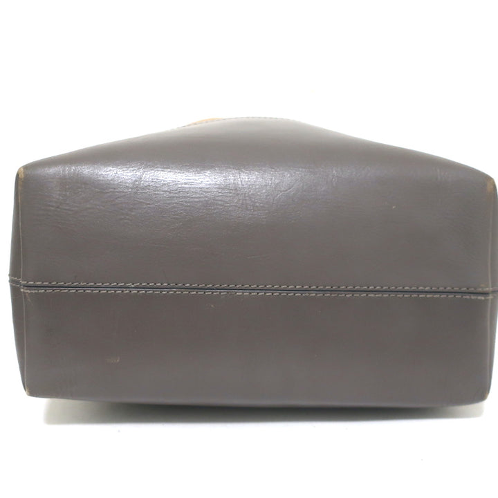 Fendi 2Bag Colorblock Tote Brown &amp; Gray Leather Large Shoulder Bag