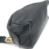 Gucci Soho Medium Cosmetic Case Black Pebbled Leather Clutch Bag