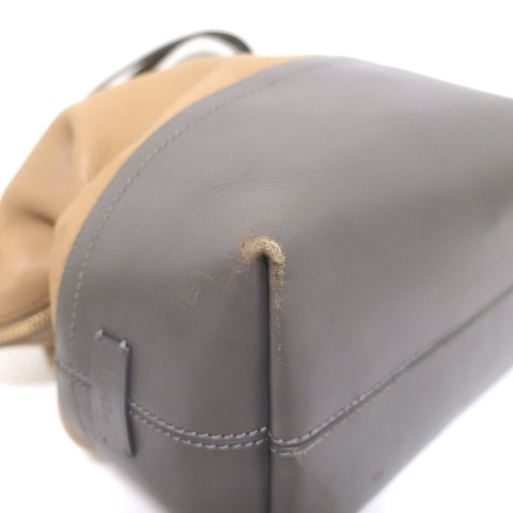 Fendi 2Bag Colorblock Tote Brown &amp; Gray Leather Large Shoulder Bag